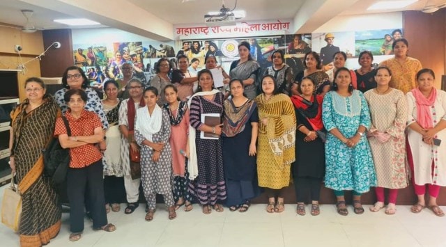 Senior women activists met MSCW chairperson Rupali Chakankar and members Rupwate and Advocate Gauri Chabria on December 19. (Express Photo)