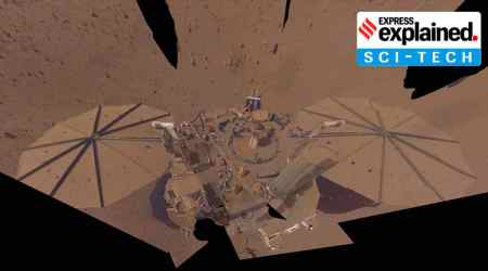 NASA's InSight rover captured this 'selfie' on April 24, 2022. (Image credit: NASA/JPL-Caltech)