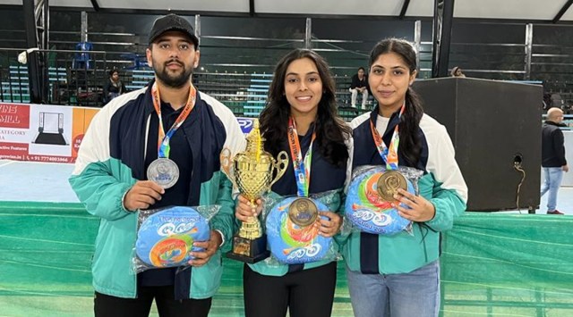 Nankai, a first-year Computer Science student, who participated as a part of Team Chandigarh as the captain of the senior women's inline hockey, won a gold medal. (Express Photo)
