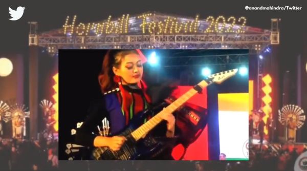 Indian national anthem on electric guitar, national anthem on electric guitar hornbill festival, Nagaland hornbill festival 2022, viral videos Nagaland hornbill festival, Imnainla Jamir plays national anthem on guitar, Viral indian national anthem videos, Indian Express