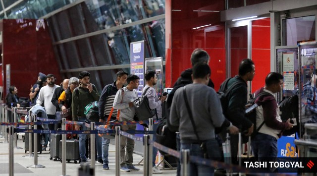 Crowd at the T3 IGI Airport departure, in New Delhi, December 12, 2022. (Express photo by Tashi Tobgyal)