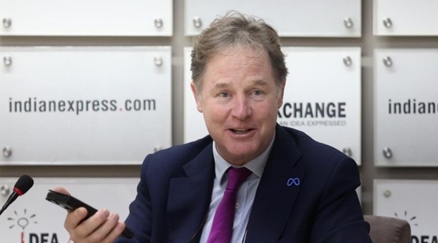 “I urge decision-makers not to repeat a similar pattern when it comes to regulating the metaverse while making rules around data portability, interoperability, child safety, age-gating, etc.,” Nick Clegg said(Express Photo by Praveen Khanna)