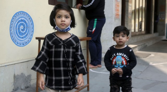 Children at a school campus for nursery admission (Express file/photo By Amit Mehra)