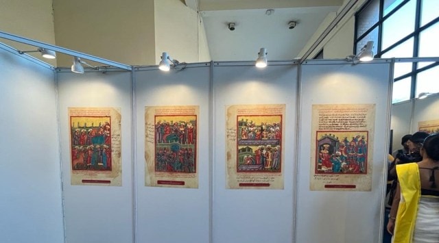A rare Byzantine manuscript on display during the ‘Greek World and India’ conference in Delhi last week. Express