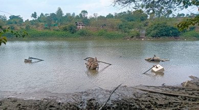 Deputy superintendent of police said, "Primary probe suggests that the four persons were moving the pump installed in the river further into the riverbed as the water level had reduced recently." (Express Photo)