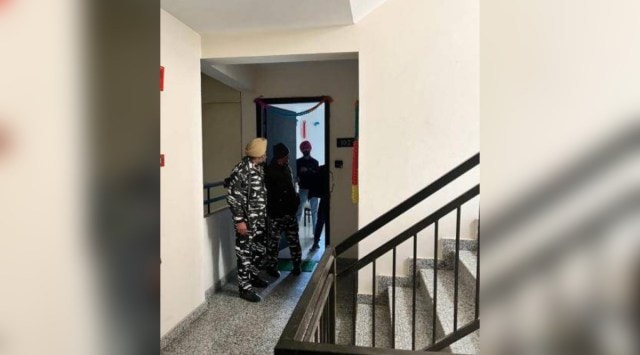 At Kanwar Grewal’s Mohali residence, Monday. (Express Photo)