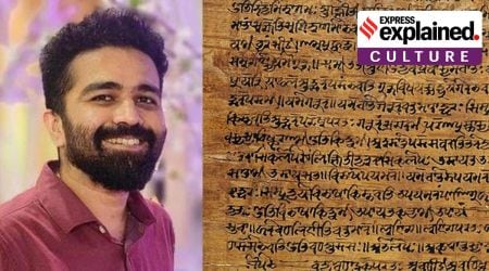 Rishi Rajpopat; and (right) a medieval textbook based on Panini's rules for Sanskrit. (Sources: Cambridge University, Wellcome Images)