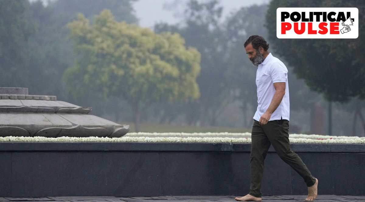 Congress leader Rahul Gandhi pays tribute to his father and former Prime Minister Rajiv Gandhi at Veer Bhumi, in New Delhi, Monday, Dec. 26, 2022. (PTI Photo/Ravi Choudhary)