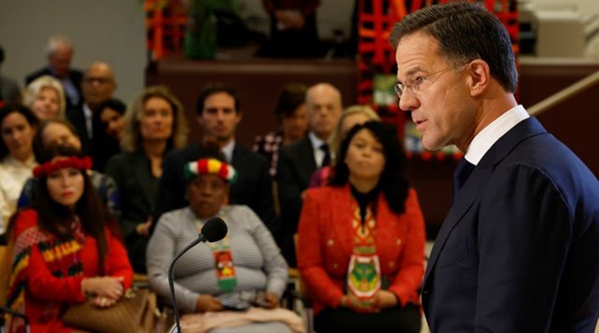 Dutch Prime Minister Mark Rutte apologises as he responds to recommendations from a panel of experts to accept the role of the Netherlands in the history of slavery and its current consequences in The Hague, Netherlands December 19, 2022. (Reuters)
