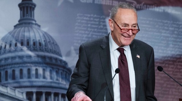 Senate Majority Leader Chuck Schumer of NY, speaks during a news conference. (AP)