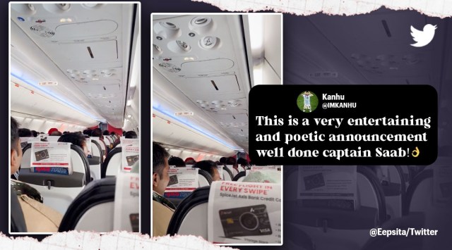 Spice jet pilot funny announcement, pilot makes announcement as hindi poem, viral pilot announcement videos, pilot makes hilarious announcement Delhi to Srinagar, viral tweets, indian express