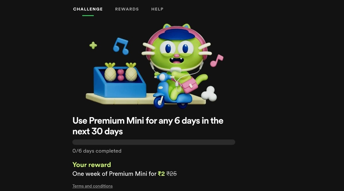 Spotify users can now get weekly premium subscription plan for just Rs 2 by completing challenges.