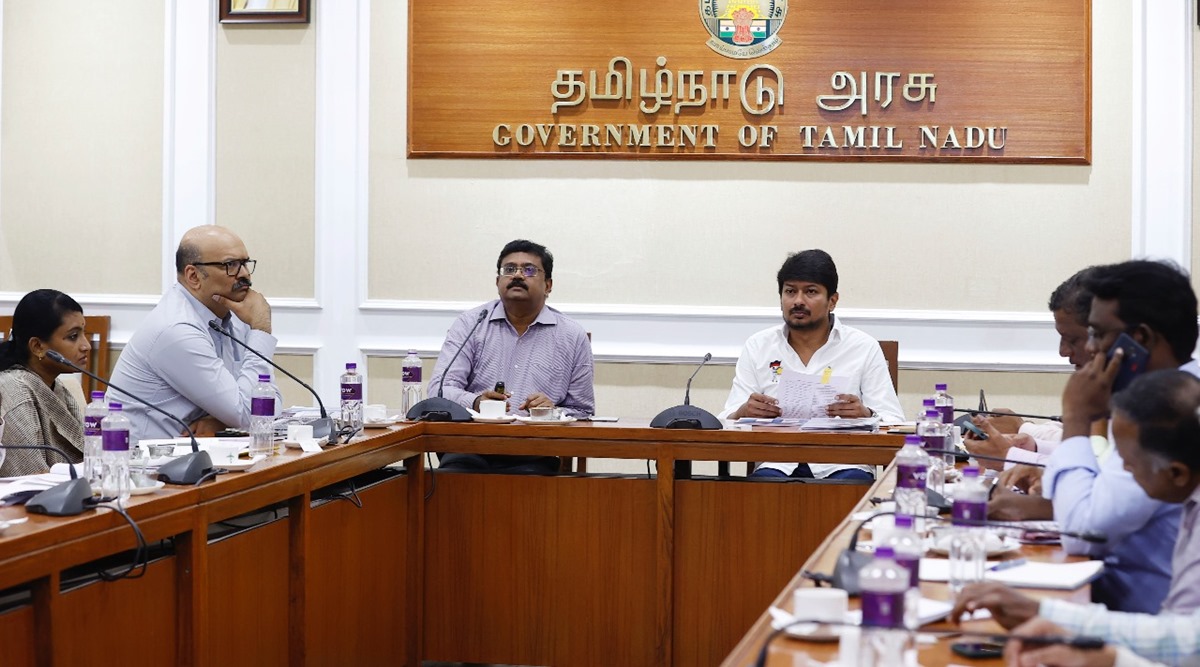 Udhayanidhi Stalin at a review meeting with the officials (Twitter/@Udhaystalin)