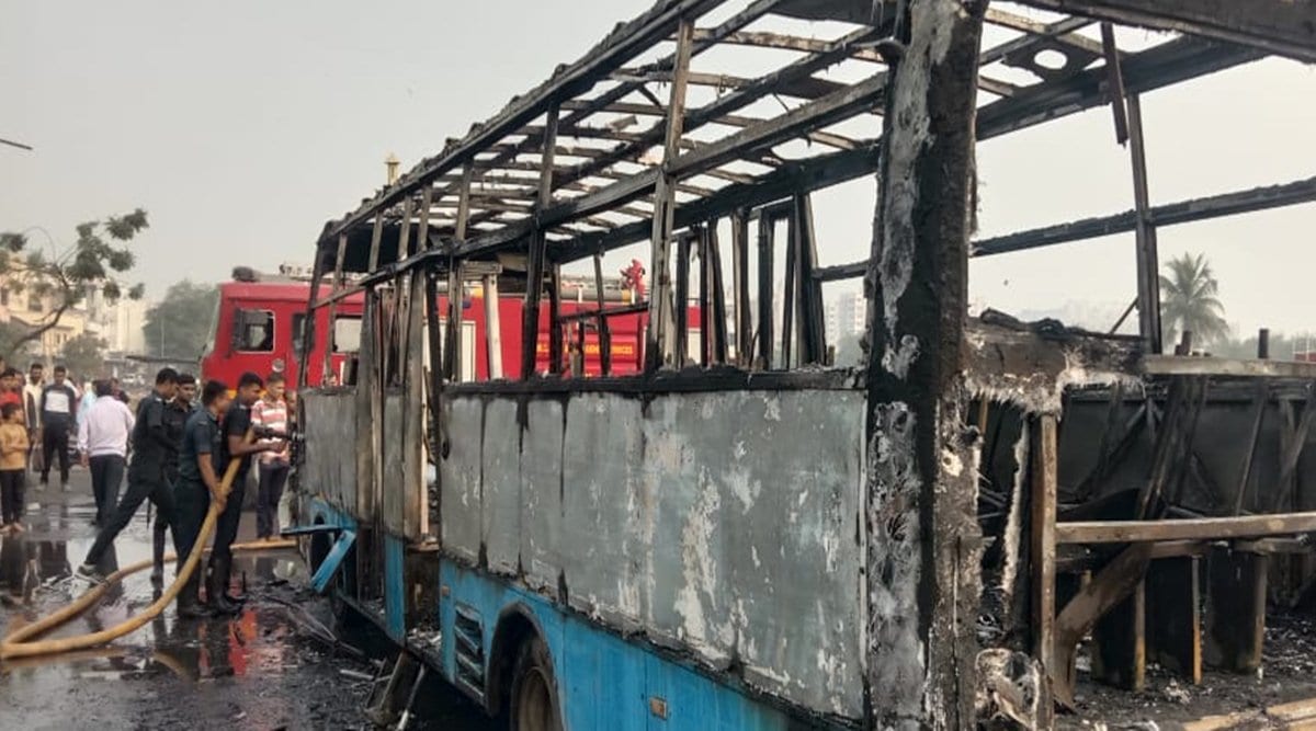 In second incident in 10 days, fire breaks out on Surat city bus; no ...