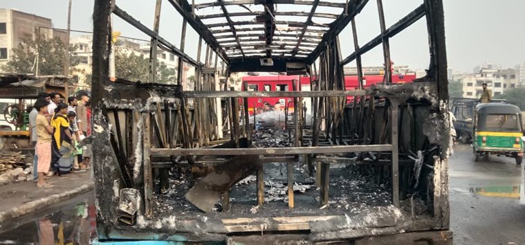 In second incident in 10 days, fire breaks out on Surat city bus; no ...