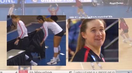 This volleyball player’s incredible table-crashing save reminds people of  anime Haikyu!!