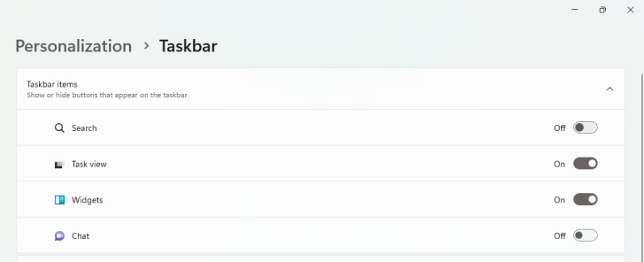 windows search bar turned off