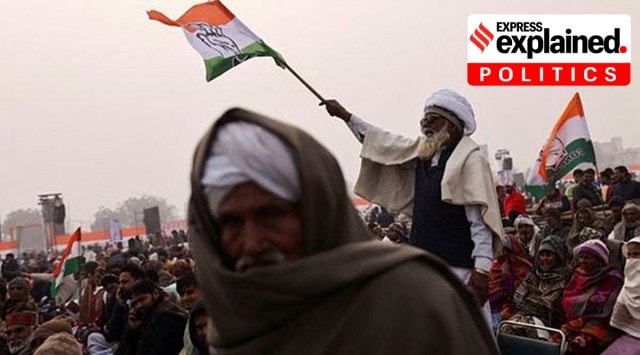 Supporters of India's main opposition Congress party attend a public rally by party leader Rahul Gandhi during the ongoing Bharat Jodo Yatra. (Reuters)