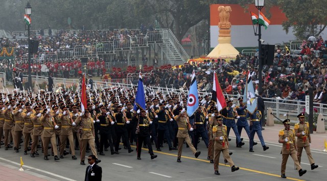 A military contingent from Egypt during 74th Republic Day Parade at Kartavya Path in New Delhi on Thursday. Praveen Khanna 
