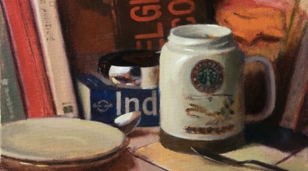 Realism Revisited, is a new art show at MKF Museum of Art in Bengaluru. Amit Srivastava’s Belgian Hot Chocolate, Oil on Panel, 2020. (Source: MKF Museum of Art)
