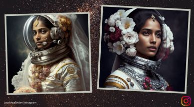 AI image, astronauts in bridal attire, astronauts as brides AI images, astronauts, viral AI images, monkeys as brides, indian express