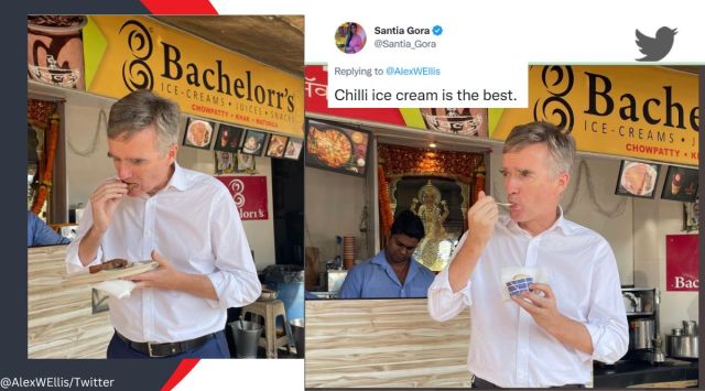 British High Commissioner to India Alex Ellis ‘eats like a Mumbaiakar’ on a recent trip, Bombay sandwich, chilli ice cream, Mumbai, Indian food, street food, viral, trending, Indian Express