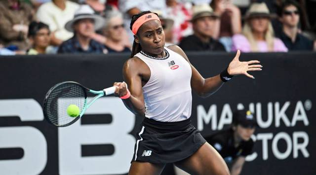 United States's Coco Gauff plays against Spain's Rebeka Masarova in the final of the ASB Classic in Auckland. (AP)