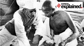 Mahatma Gandhi with Pandit Jawarharlal Nehru.