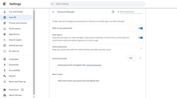 Google password manager