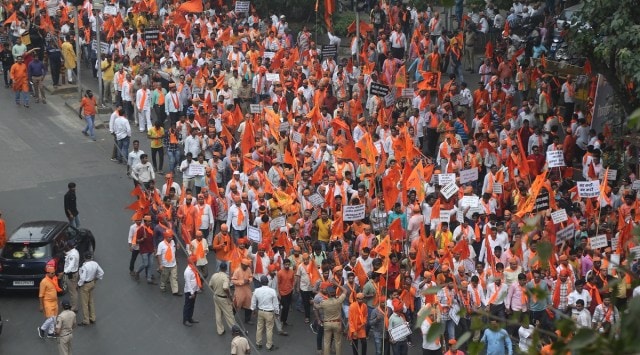 Hindu Jan Akrosh Morcha, organised by Sakal Hindu Samaj, began from Shivaji Park in Dadar in central Mumbai and culminated at Kamgar Maidan in Parel. (Express Photo By Ganesh Shirsekar)