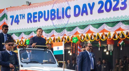 Assam Chief Minister Himanta Biswa Sarma during a Republic Day event at Khanapara ground, in Guwahati on Thursday. (Photo: PTI)