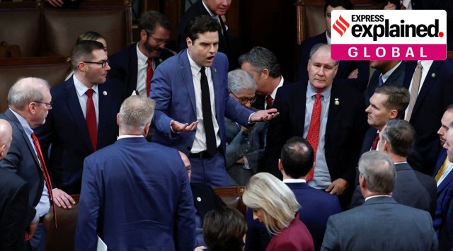 Matt Gaetz in a crowd of Republican Congressmen