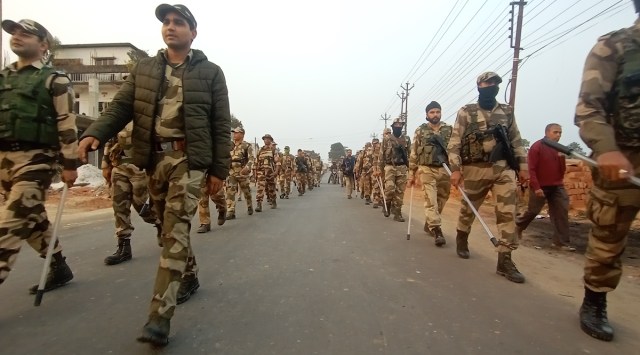 Several locals said they did not witness such heavy deployment of police and security personnel in the past. (Express Photo)