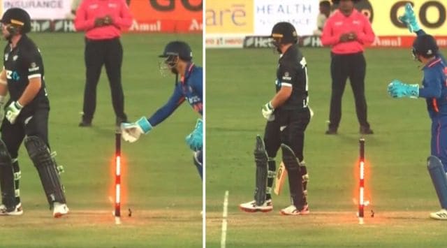 Ishan Kishan tries to imitate Tom Latham. (Screengrab)
