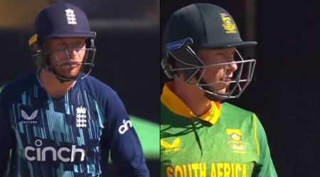England skipper Jos Butler on left and Rassie van der Dussen on the right. (Screengrab)