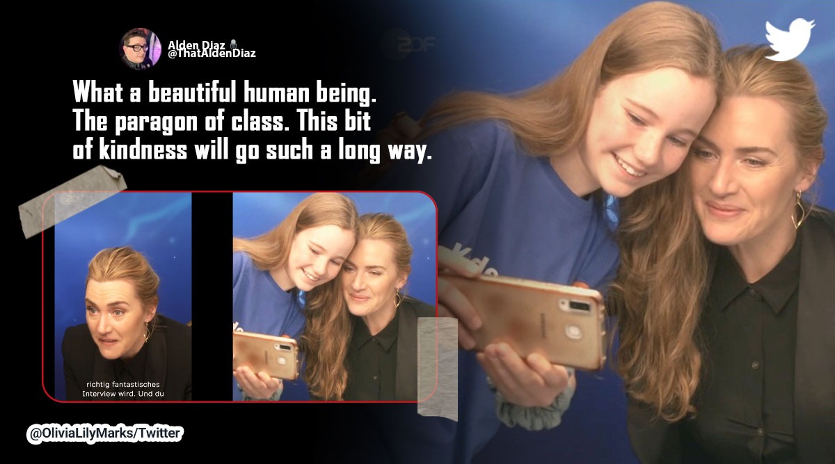 Kate Winslet, Kate Winslet’s reassuring words to child reporter, Kate Winslet viral videos, Avatar: The Way of Water, Logo!, a news programme for children ZDF german TV, indian express