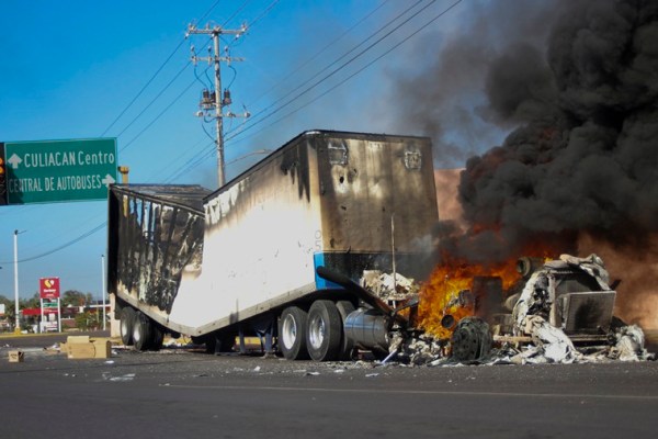 Truck burns in Mexico