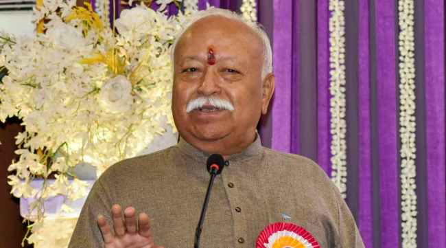 RSS Chief Mohan Bhagwat addresses an annual prize distribution programme, in Nagpur, Friday, Jan. 13, 2023. (PTI Photo)