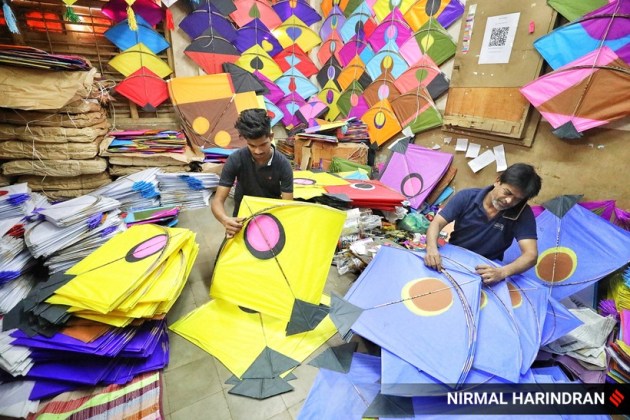 Workers make kite Gujarat