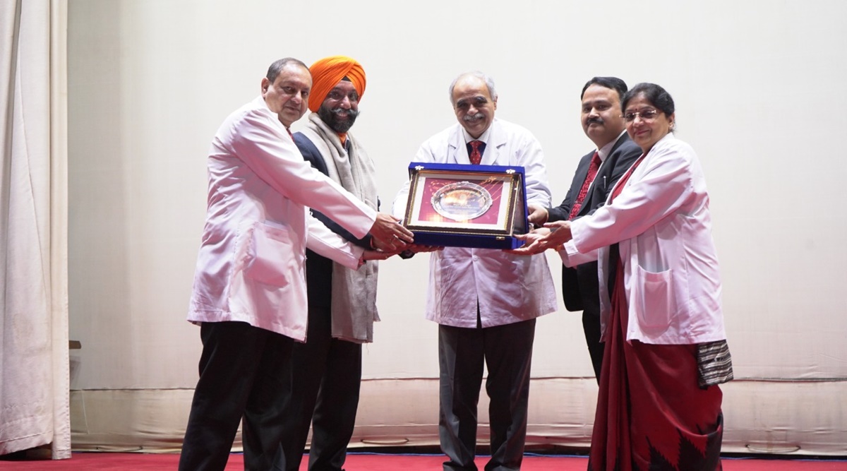 Major DP Singh (wearing turban) at the inaugural ceremony at PGIMER. (Express Photo) 