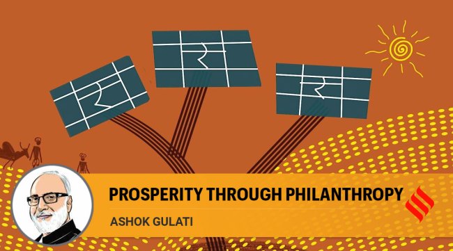 The question is whether Adani can scale it a million times and create a revolution with farmers generating solar power along with food crops. (Illustration: C R Sasikumar)