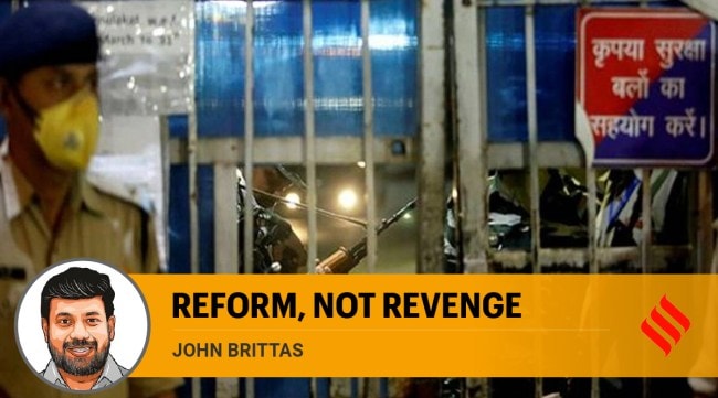 John Brittas writes: Data from the Prison Statistics of India 2021 report of the National Crime Records Bureau show that more than 77 per cent of jail inmates are undertrials and every year this number goes up. (Representational image/Express) 