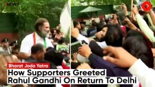 Congress Supporters Greet Rahul Gandhi As He Returns To Delhi After Completion Of Bharat Jodo Yatra