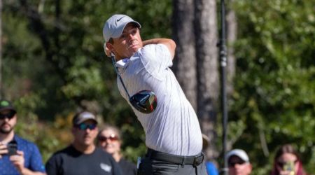 Rory McIlroy plays from the fourth tee during the final round of THE CJ CUP in South Carolina golf tournament. (USA TODAY)