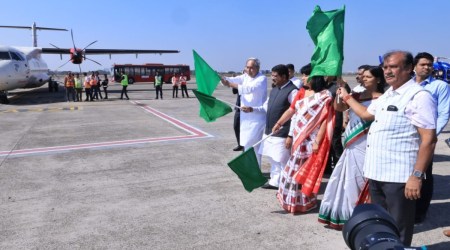 Odisha Chief Minister Naveen Patnaik with Union Minister Dharmendra Pradhan during the flagging off ceremony. (Twitter/@Naveen_Odisha)