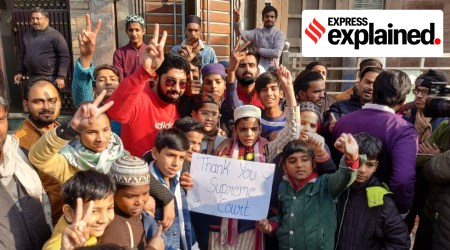 People rejoicing the Supreme Court's verdict staying the order of the Uttarakhand HC evicting people living on land claimed by the railways in Haldwani. (Express)