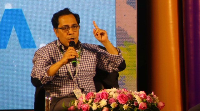 Senior advocate Saurabh Kirpal during an event at the Kolkata Literary Meet on Tuesday. (Express photo by Shashi Ghosh)
