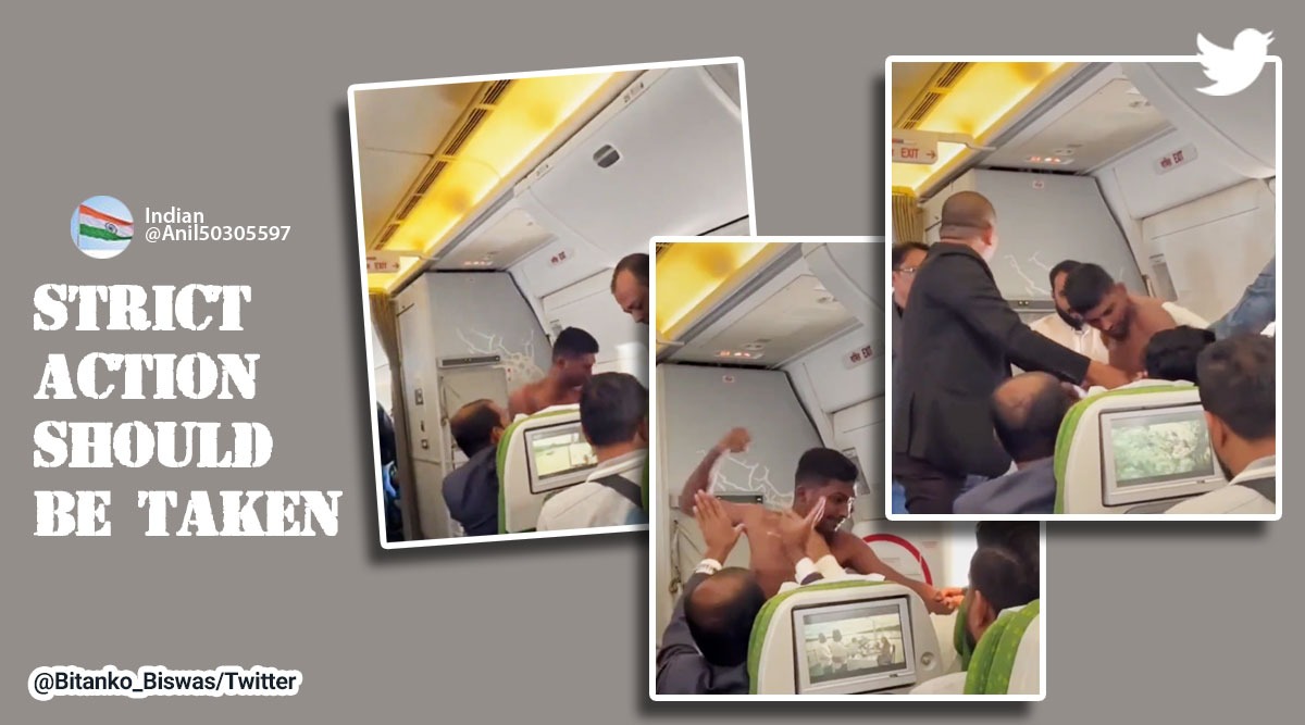 Shirtless man gets into physical altercation with passenger aboard Biman Bangladesh Airlines flight, fight on flight, aircraft, airplane, airline industry, Biman Bangladesh Airlines, viral, trending, Indian Express