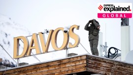 A guard monitoring a hotel in Davos
