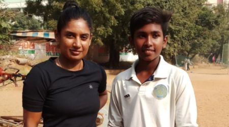 Trisha with Mithali Raj. (Express Photo)